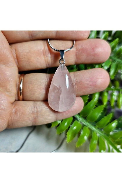 Pink Quartz Natural Stone Necklace - 8 - (Handmade Design Products)