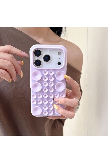 İPhone 16 Pro Max ile Uyumlu Lila Vantuzlu Silikon Telefon Kılıfı
