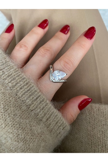 Limited Edition - Women's Ring with Large Drop Stone and Bottom Adjustment