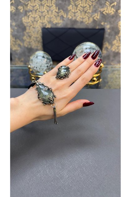 Zebercet taşlı otantik gümüş set