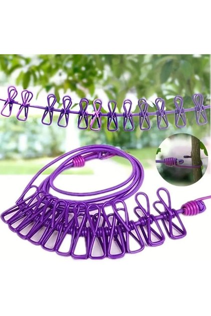 Portable Clothesline and Pegs Set Practical Drying Line Balcony Bathroom Durable Hanging Rope
