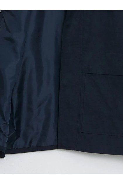 Navy Blue Corduroy Collared Men's Slim Coat