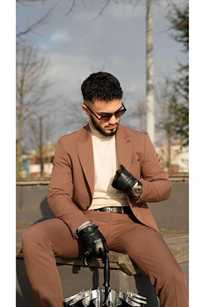 Modern Erkek Takım Elbise – Punto Yaka Slim Fit Torba Cep