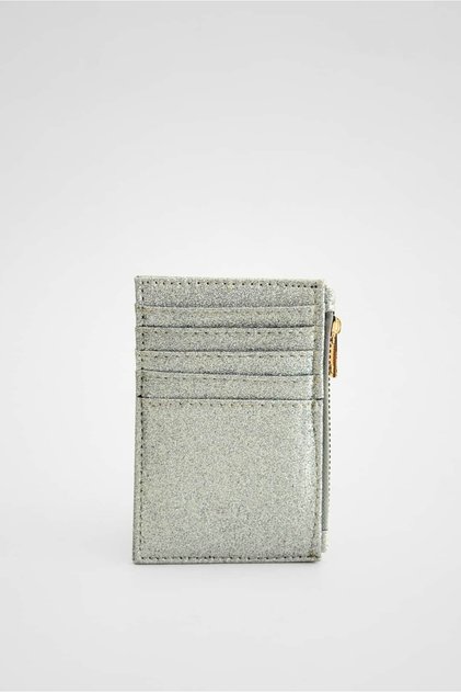 Faux Leather Wallet with Silvery Silver Nomu Card Holder Detail