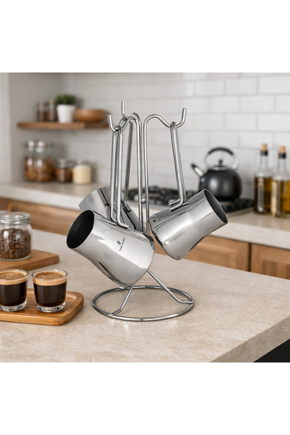 🔥 Turkish Coffee Pot Set, Sofram 18/10 Stainless Steel – 3 Pieces with Elegant Stand | Premium Turkish Quality ☕🇹🇷