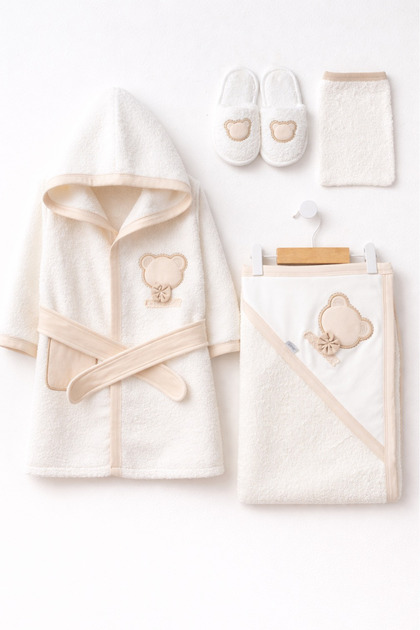 Boy's Bathrobe Set 4 Pieces: Eraser, Slippers, Towel, and Bathrobe