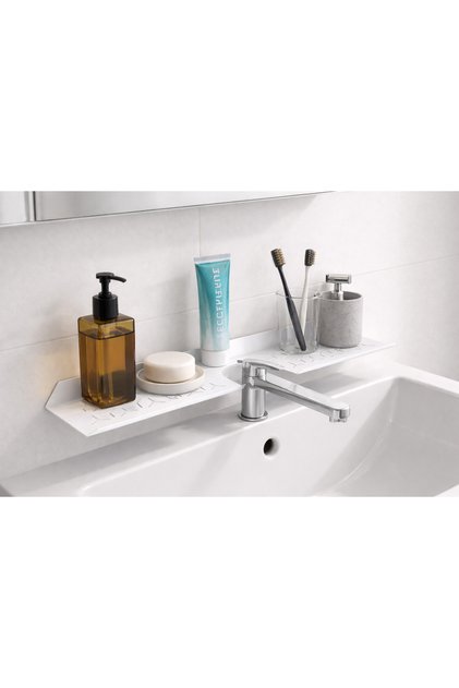 MUTFAK - BANYO - WC RAFI LAVABO ÜZERİ ORGANİZER-KENDİNDEN YAPIŞKANLI ( BEYAZ 45 CM )