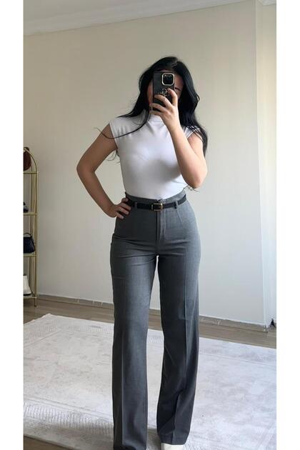 High Waist Belted Palazzo Trousers