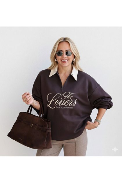 Polo Collar Embroidered Sweatshirt