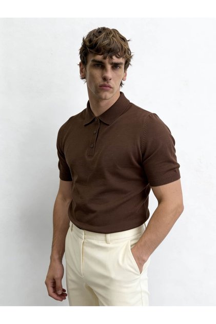 Rupert Kahverengi Kısa Kollu Polo Yaka T-shirt SS7083
