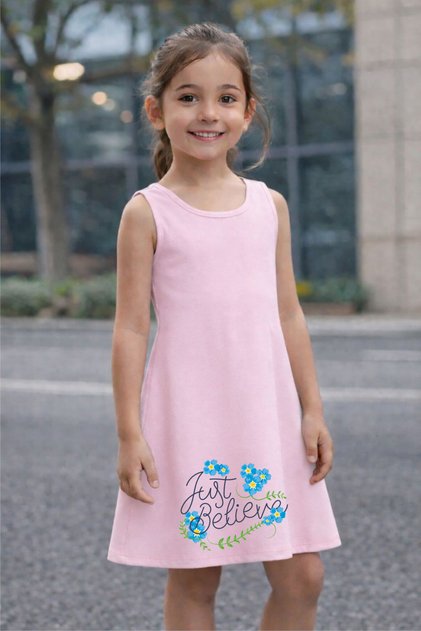 Girls' Summer Dress with Flower Print