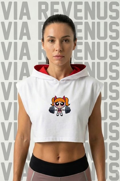سترة رياضية نسائية بدون أكمام مطبوعة من Powerpuff Girls Gym