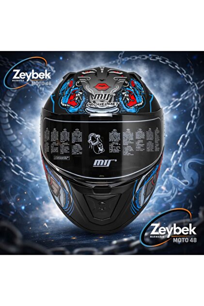 MTS M-801 SNAKE MYTH BLUE Full Face Kask – Fiber, Güneş Vizörlü