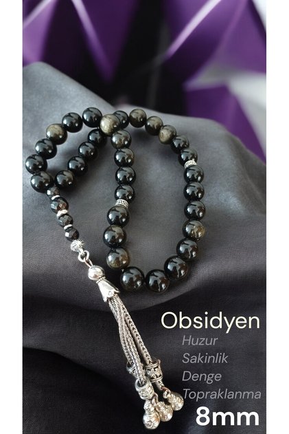 Natural Stone Obsidian Prayer Beads Set of 33 Men's Prayer Beads Father's Day Gift