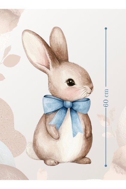 Mavi kurdeleli tavşan ayaklı pano 60 cm
