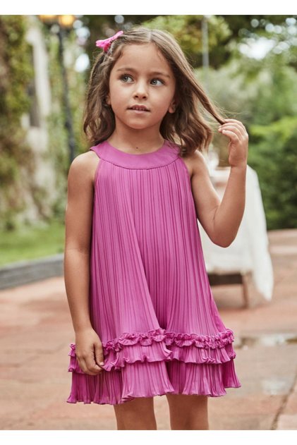 Ruffled Chiffon Girl's Dress_Mnvs3915