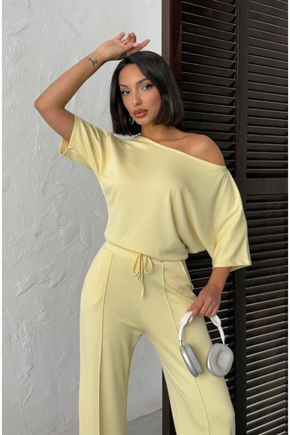Boat Neck Short Sleeve Two-Piece Set
