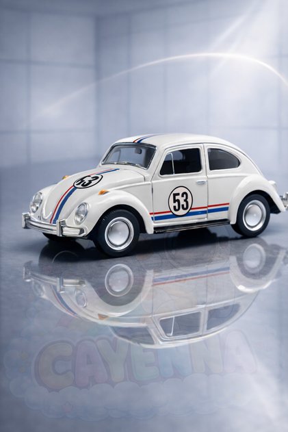 Nostaljik Şeritli Beetle Vosvos Kapıları Açılan Oyuncak Sürtmeli Araba