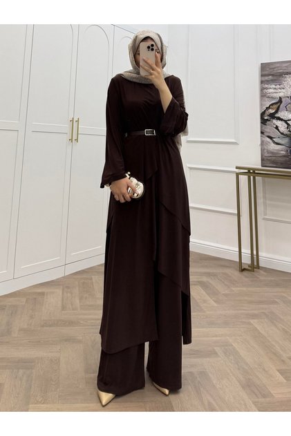 TUNİKLİ SANDY KAHVERENGİ TAKIM