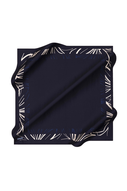Lacivert 90X90 İpek Krep Saten Eşarp