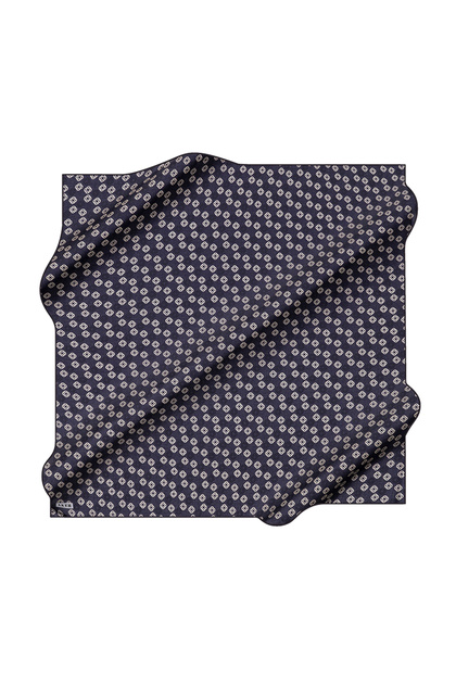 Navy Blue 90X90 Silk Crepe Satin Scarf