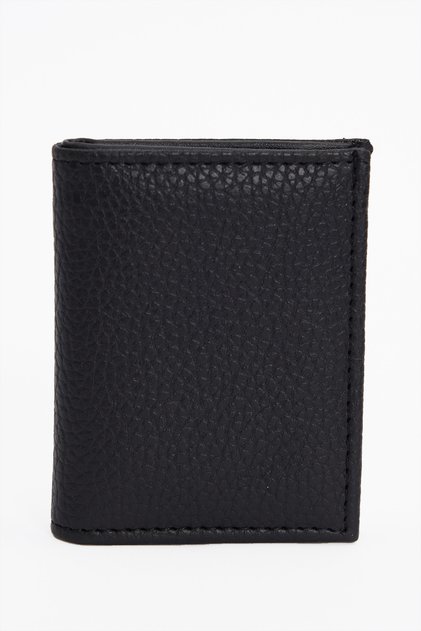 Men's Black Textured Card Holder Wallet with Compartments