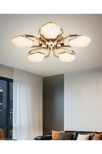 Matiz 5'li Gold 80 Watt Plafonyer 3 Renkli Led Salon Avize