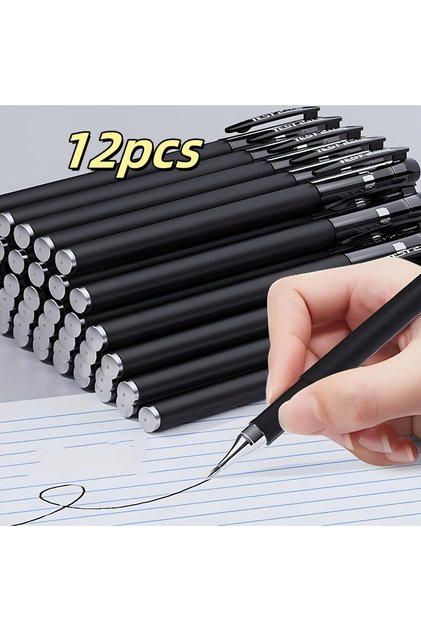 12Pcs 6/12 Pack Quick-Dry 0.5mm Fine Tip Gel Pens - Smooth Writing, Black Ink,Note-Taking & Art - Pr