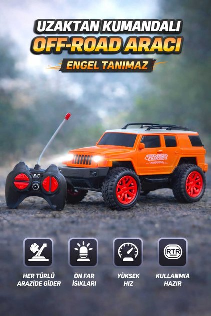 Kutulu Full Fonksiyon 18 cm Uzaktan Kumandalı Işıklı ve Sesli Off-Road Oyuncak Araba ( Pilli )