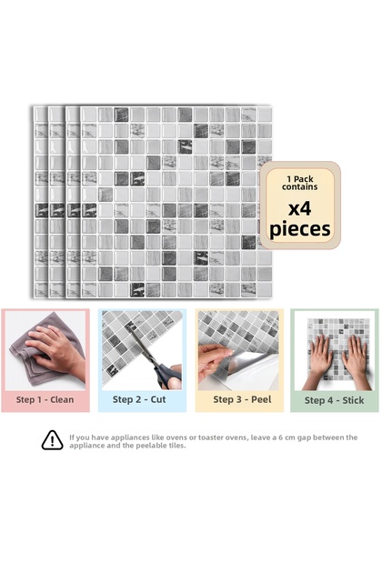 3D Self-Adhesive Wall Tiles 25.4 cm X 25.4 cm (4 Pcs) 0.258 m²