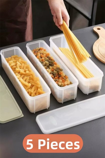 Spagetti 5-Piece Storage Container with Lid Kitchen Organizer - Food Cabinet Drawer Organizer Storage Box