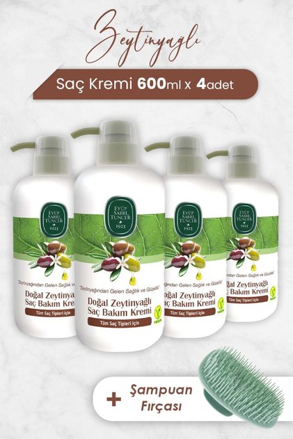 Olive Oil Conditioner 600 ml X 4 Pieces and Shampoo Brush