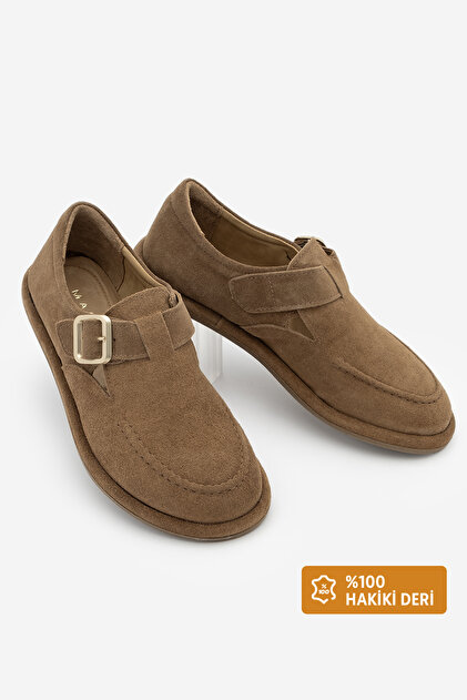 Marjin Kadın Hakiki Deri Loafer Bantlı Maskülen Günlük Ayakkabı