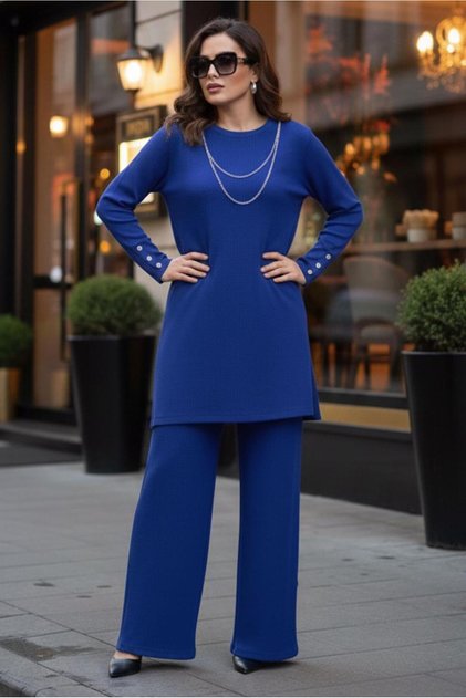 Chain Detailed Pants Suit 20477