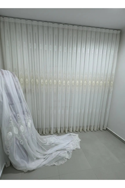 Eli̇sya 3812 Gold Shine 1/3 Pleated Bamboo Tulle Curtain