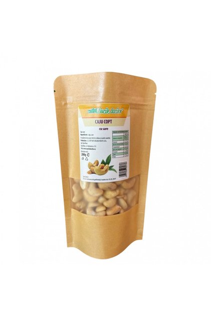 Caju copt sarat 200gr – gust delicios, perfect pentru pauze de energie – ambalaj SmartZip