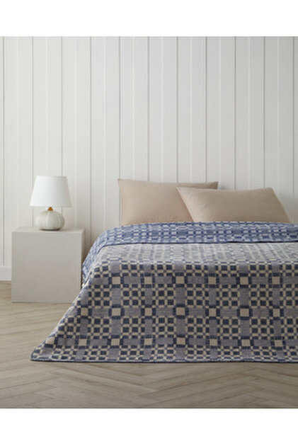 English Home Woven Grid Pamuk Akrilik Çift Kişilik Battaniye