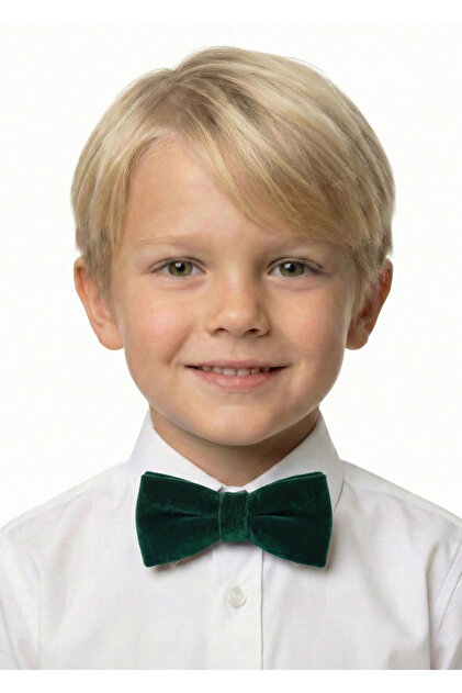 Boy's Green Color Velvet Bow Tie