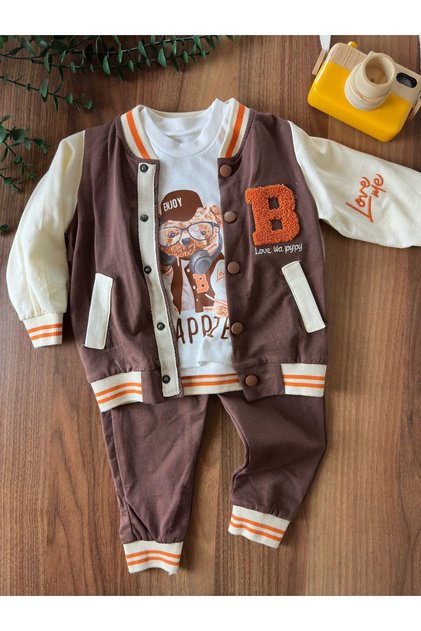 Happier College Jacket Baby Boy 3-Piece Set