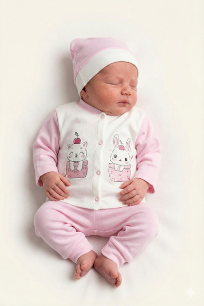 100% Cotton 3-Piece Newborn Baby Hospital Take-Home Set
