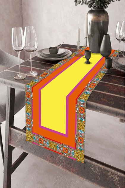 40X140Cm Decorative Thai Feather Tablecloth - Stain Printed, Non-Slip Washable Runner