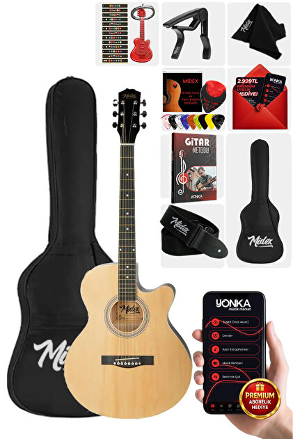 Midex Xc-200bk Kesik Kasa Siyah Akustik Gitar 4/4 Yetişkin Boy