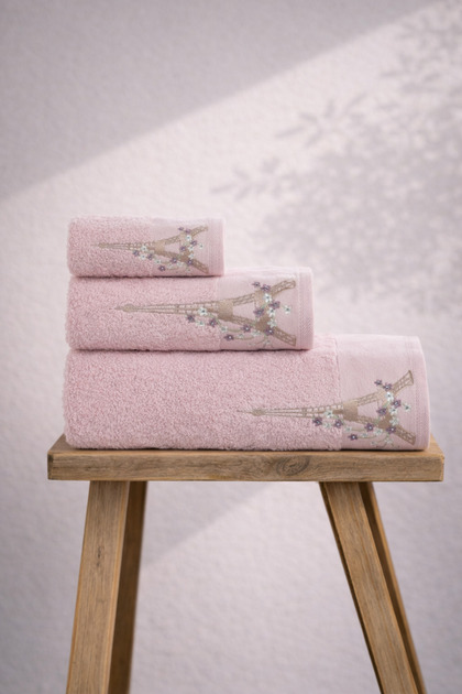 Eifel %100 Pamuk 3 Parça Kutulu Lüks Havlu PEMBE 70 X 140