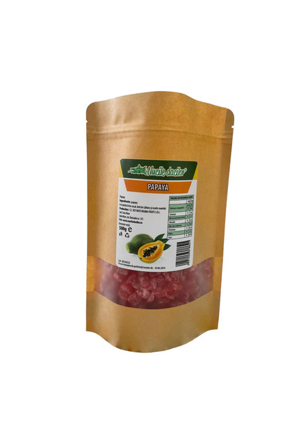 Cuburi de Papaya confiata 500g – ambalaj SmartZip resigilabil