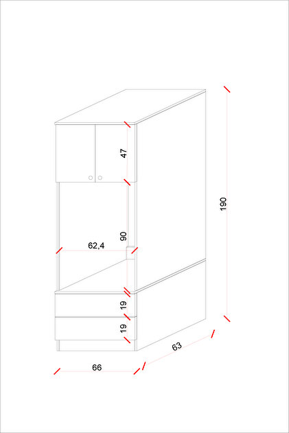 Ases Mobilya Ases ELZ533 Çamaşır ve Kurutma Makinesi Dolabı Extra