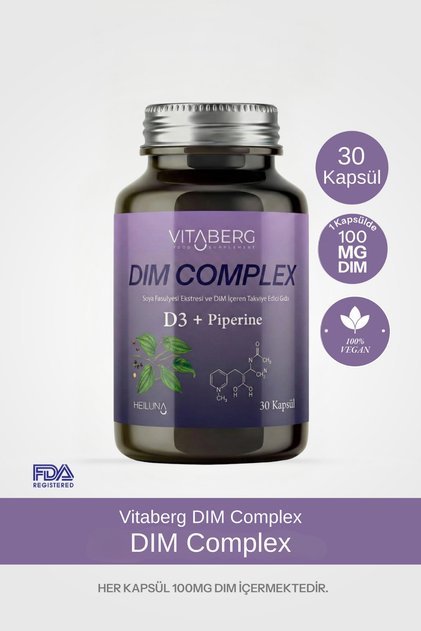 Dim Complex 30 Kapsül | DIM 100 mg, D3 ve Bitkisel Ekstreler İçeren Takviye Edici Gıda