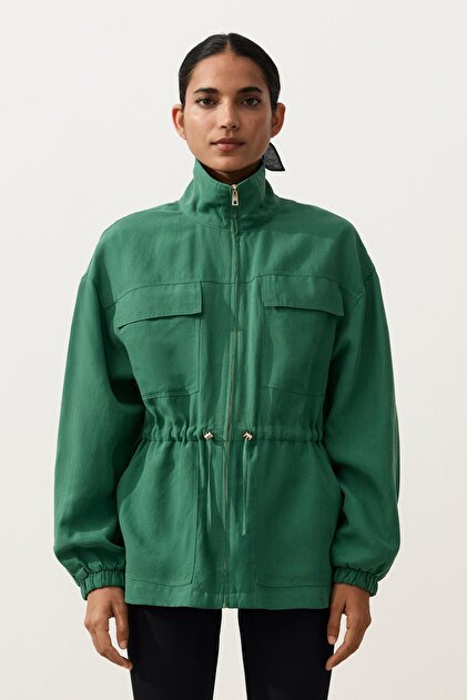 Oysho Lyocell and 24% linen blend ruched waist jacket- Trendyol
