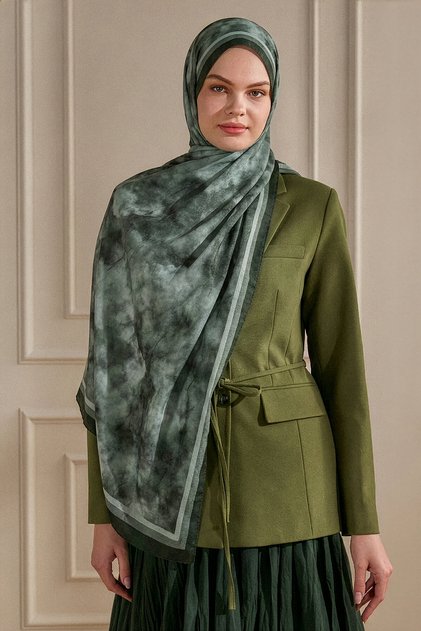 Emerald Cloud Patterned Shawl