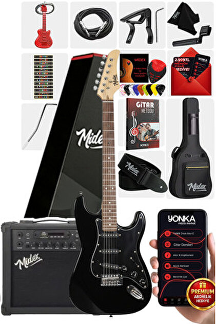 Midex Grx-300-bag Profesyonel Elektro Gitar Seti Akçaağaç