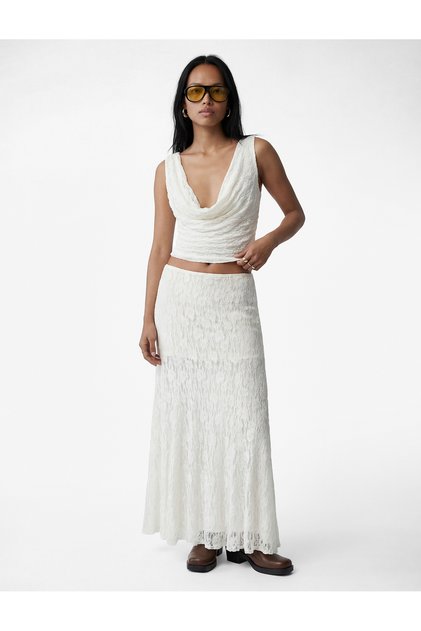 Slim Fit Midi Lace Skirt